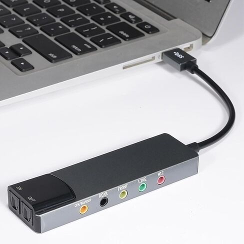 محول بطاقة صوت USB بقناة 5.1، محول صوت USB خارجي لبطاقة الصوت مع واجهة 3.5 ملم وواجهة USB 2.0 لجهاز ألعاب الكمبيوتر المحمول in Saudi Arabia