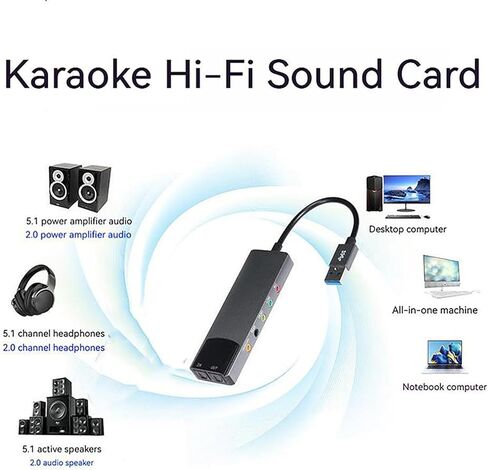 محول بطاقة صوت USB بقناة 5.1، محول صوت USB خارجي لبطاقة الصوت مع واجهة 3.5 ملم وواجهة USB 2.0 لجهاز ألعاب الكمبيوتر المحمول in Saudi Arabia