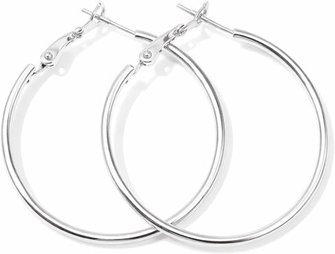 Gold Hoop Earrings for Women,Hypoallergenic Surgical Steel Hoop Earrings 30mm,925 Sterling Silver Post, Classic Hoops Everyday Wear in Saudi Arabia