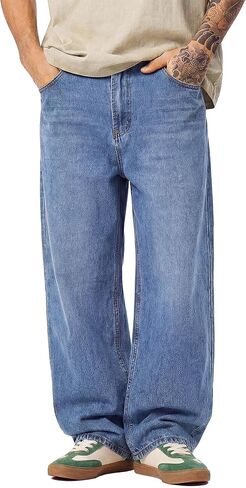 JMIERR Mens Baggy Jeans Streetwear Relaxed Fit Wide-Leg Denim Pants Y2k 2000s Vintage Skateboard Jeans in Saudi Arabia