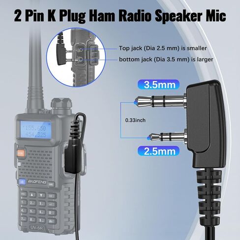 مكبر صوت راديو BAOFENG Ham متوافق مع BAOFENG UV-5R MINI DM32 UV-32 BF-F8HP PRO AR-5RM GM21 UV-5RH PRO GPS أجهزة اتصال لاسلكية للكتف ملحقات محمولة 2 دبوس، 2 حزمة in Kuwait