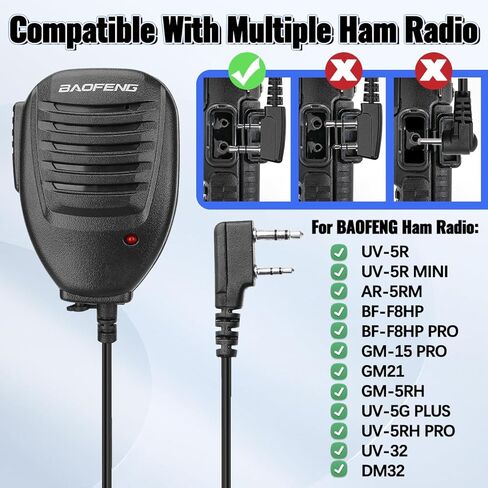 مكبر صوت راديو BAOFENG Ham متوافق مع BAOFENG UV-5R MINI DM32 UV-32 BF-F8HP PRO AR-5RM GM21 UV-5RH PRO GPS أجهزة اتصال لاسلكية للكتف ملحقات محمولة 2 دبوس، 2 حزمة in Kuwait