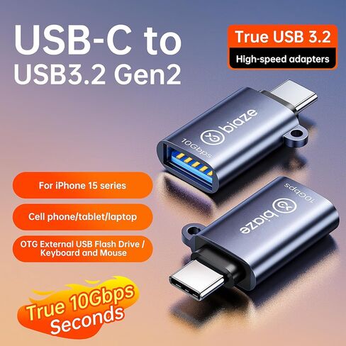 USB C to USB Adapter 2 Pack, USB-C OTG Connector 10Gbps, Type-C Male to USB 3.2 Female Converter for Flash Drive, Keyboard, Mouse, Smartphone, Tablet, Car Charger in Saudi Arabia