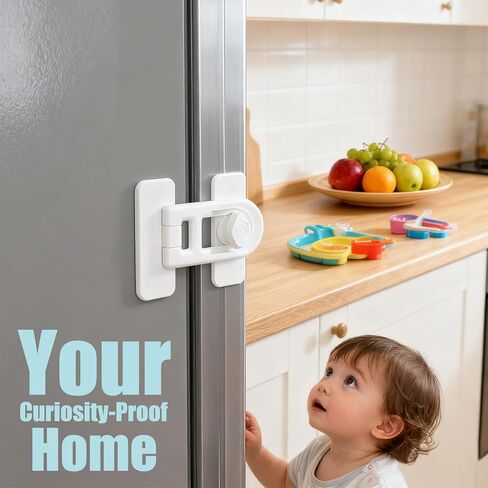 أقفال أمان للأطفال (عبوتان) - تركيب بدون أدوات، أقفال مقاومة للأطفال للخزائن والأدراج والثلاجة - لاصق قوي، يصعب كسرها بواسطة الأطفال الصغار، مادة أمان - مناسبة عالميًا للخشب والمعادن in Kuwait