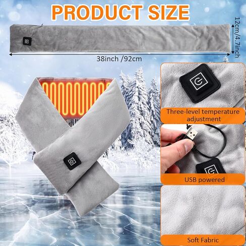 2 Pack Heated Scarf Rechargeable Neck Warmer 3 Temp Setting for Mom Dad Christmas Winter Gift No Battery Bank in Saudi Arabia