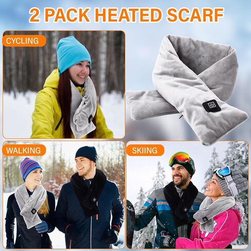 2 Pack Heated Scarf Rechargeable Neck Warmer 3 Temp Setting for Mom Dad Christmas Winter Gift No Battery Bank in Saudi Arabia