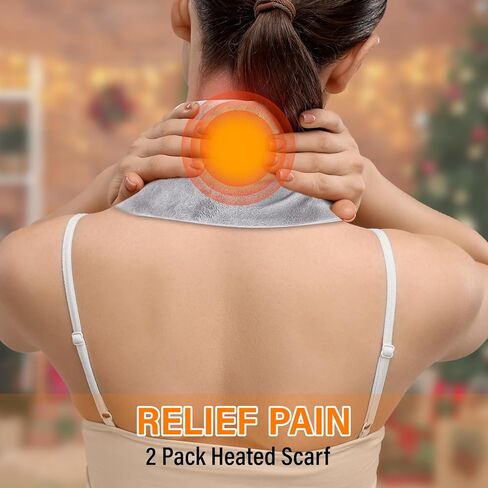 2 Pack Heated Scarf Rechargeable Neck Warmer 3 Temp Setting for Mom Dad Christmas Winter Gift No Battery Bank in Saudi Arabia