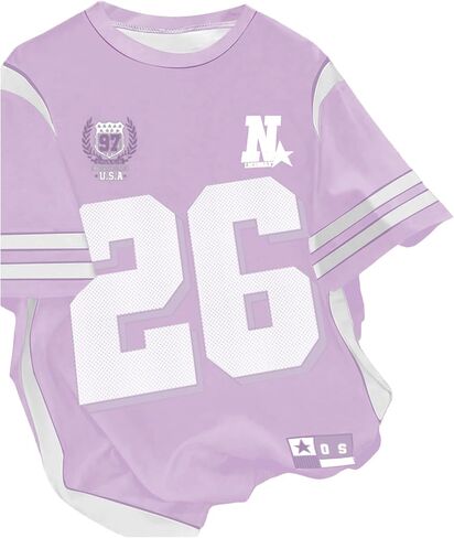 Girl's Jersey Shirts Color Block Number Graphic Tees Short Sleeve Crew Neck Sports T Shirt in Saudi Arabia