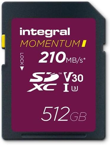 بطاقة Integral Momentum I 128GB SDXC - UHS-I، قراءة تصل إلى 210 ميجابايت/ثانية، كتابة 180 ميجابايت/ثانية - V30، U3، CL10 - لكاميرات DSLR، بدون مرايا وكاميرات الفيديو - فيديو 4K UHD ووضع الاندفاع جاهز - مقاوم للماء، مقاوم للصدمات، متين in Saudi Arabia