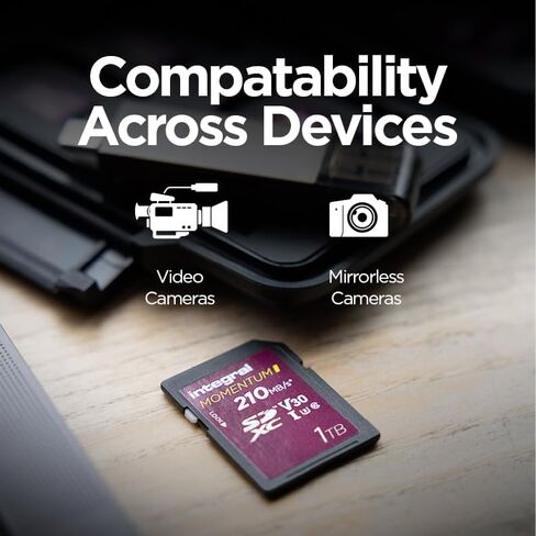 Integral Momentum I 128GB SDXC Card - UHS-I, Up to 210MB/s Read, 180MB/s Write - V30, U3, CL10 - for DSLR, Mirrorless & Camcorders - 4K UHD Video & Burst Mode Ready - Waterproof, Shockproof, Rugged in Saudi Arabia