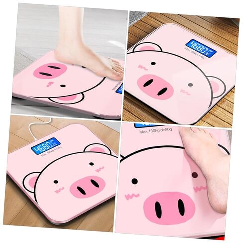 1Pc Cartoon Digital Body Weight Scale USB Rechargeable Scale with Tempered Cute Design Automatic Shut Down for Easy Use for Weight Management in Kuwait