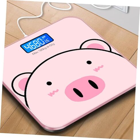 1Pc Cartoon Digital Body Weight Scale USB Rechargeable Scale with Tempered Cute Design Automatic Shut Down for Easy Use for Weight Management in Kuwait