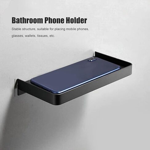 Bathroom Phone Shelf, Floating Bathroom Cell Phone Holder Shelf, Stainless Steel Toilet Phone Holders with Screw Kit, 7.3x3.5in Toilet Phones Shelves for Glasses, Cups in Saudi Arabia