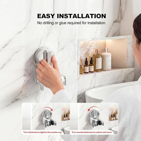 حامل رأس الدش، دعامة مقبض دش محمول باللون الأبيض، حامل عصا تثبيت على جدار الحمام قابل للتعديل in Kuwait