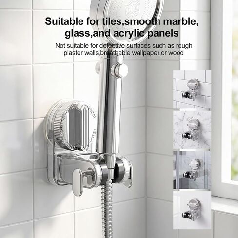 حامل رأس الدش، دعامة مقبض دش محمول باللون الأبيض، حامل عصا تثبيت على جدار الحمام قابل للتعديل in Kuwait