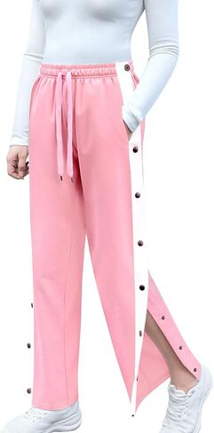 Tear Away Pants for Women Side Slit Snap Sweatpants Loose Fit Surgery Post Surgery Pants for Women in Saudi Arabia