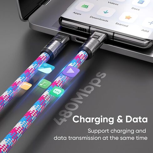C to C 240W Charging Cable with Wearable Bracelet Design, 5A Fast Charging Phone Lanyard, Portable USB-C Cable for Smartphones, Tablets, Laptops (Pink) in Saudi Arabia