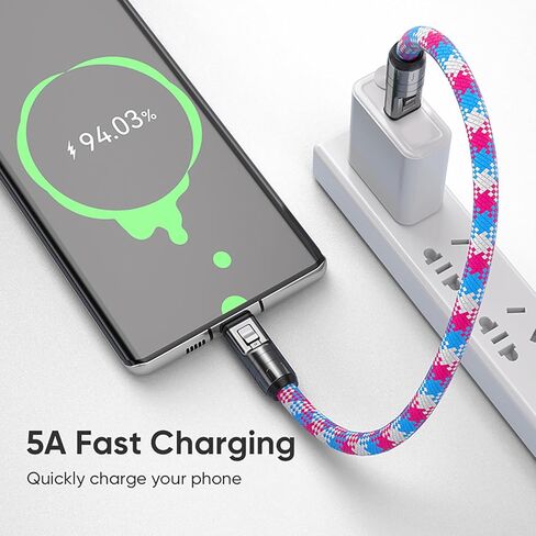 C to C 240W Charging Cable with Wearable Bracelet Design, 5A Fast Charging Phone Lanyard, Portable USB-C Cable for Smartphones, Tablets, Laptops (Pink) in Saudi Arabia