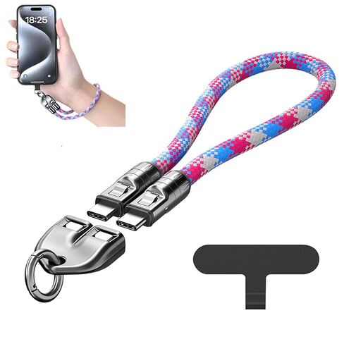 C to C 240W Charging Cable with Wearable Bracelet Design, 5A Fast Charging Phone Lanyard, Portable USB-C Cable for Smartphones, Tablets, Laptops (Pink) in Saudi Arabia