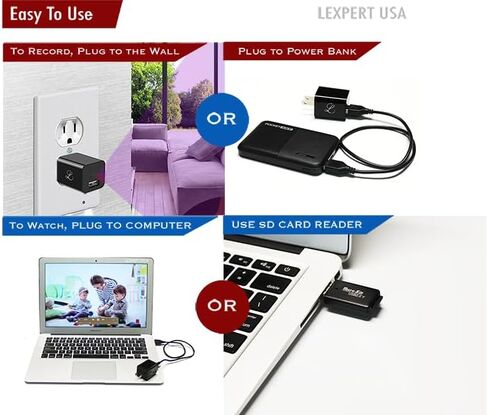 LEXPERT Spy Camera Security Nanny Cam Hidden Motion Detection 1080P Full HD *** No Wi-Fi in Saudi Arabia
