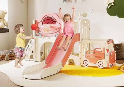 NYEEKOY 9 in 1 Bus-Themed Toddler Playground, Slide for Toddlers 1-3 in Saudi Arabia