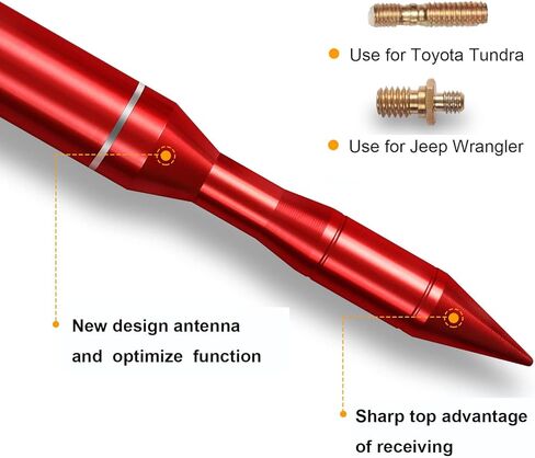 Aluminum Antenna Compatible for 2007-2018 Jeep Wrangler JK and 2018-2025 Jeep JL/JLU,2019-2025 Jeep Gladiator JT, Antenna Replacement Assembly Accessories,Red in Saudi Arabia
