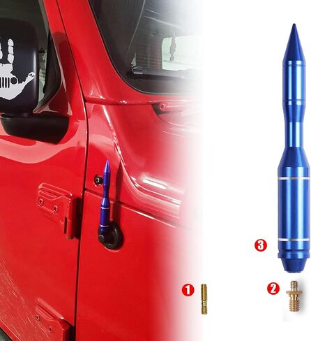 Aluminum Antenna Compatible for 2007-2018 Jeep Wrangler JK and 2018-2025 Jeep JL/JLU,2019-2025 Jeep Gladiator JT, Antenna Replacement Assembly Accessories,Red in Saudi Arabia