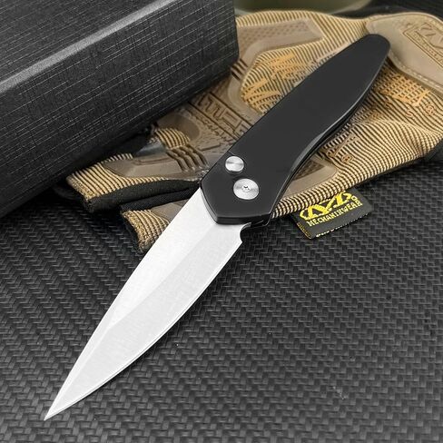7'' Button Lock Folding Knife with D2 Blade - Everyday Carry Outdoor EDC Camping Knife 6061-T6 Aviation Aluminum Handle and Pocket Clip in Saudi Arabia