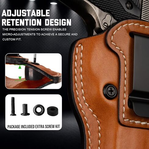 حافظة جلدية IWB لعام 1911 مقاس 5 بوصات و4.25 بوصات و4 بوصات مع سكة ​​وبدون سكة، وحمل مخفي جاهز للبصريات، متوافق مع Kimber، Colt، Tisas، S&W، Springfield، Ruger، Remington & More، بني، يمين/يسار in Kuwait