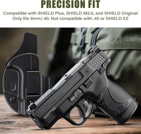 حافظة MUNALO IWB متوافقة مع Smith & Wesson M&P Shield Plus، وShield M2.0، وShield (الأصلي/1.0) - حافظة حمل مخفية مع قطع بصري، ملحق داخل حزام الخصر (اليد اليمنى) in Kuwait