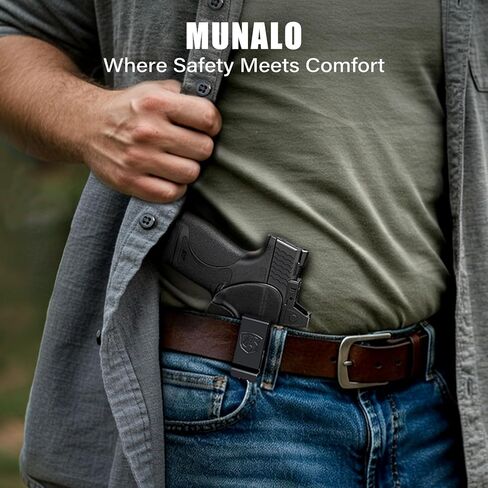 حافظة MUNALO IWB متوافقة مع Smith & Wesson M&P Shield Plus، وShield M2.0، وShield (الأصلي/1.0) - حافظة حمل مخفية مع قطع بصري، ملحق داخل حزام الخصر (اليد اليمنى) in Kuwait