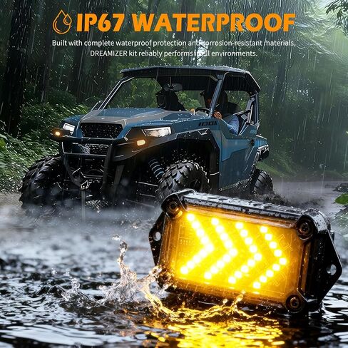 مجموعة إشارة الانعطاف DREAMIZER UTV مع قرن، سلكي مسبقًا، وميض ATV SXS مع مفتاح هزاز، وإضاءة خطر، وإشارات انعطاف قانونية عالمية للشارع متوافقة مع Polaris Can-Am والمزيد in Kuwait