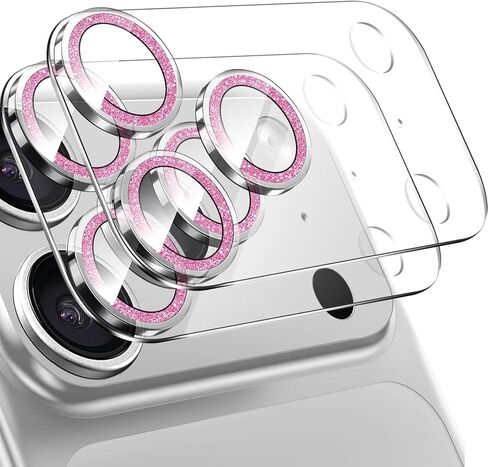عبوتان من واقي عدسة الكاميرا لهاتف iPhone 17 Pro Max، زجاج مقسى بلينغ 9 صلابة، واقي شاشة كاميرا عالي الدقة مضاد للخدش (فضي) in Kuwait