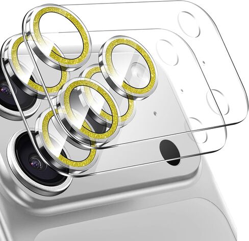 عبوتان من واقي عدسة الكاميرا لهاتف iPhone 17 Pro Max، زجاج مقسى بلينغ 9 صلابة، واقي شاشة كاميرا عالي الدقة مضاد للخدش (فضي) in Kuwait