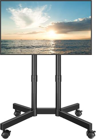 Bontec Rolling TV Stand للحصول على أجهزة تلفزيون من 32-70 بوصة ، وعربات تلفزيونية متنقلة قابلة للارتفاع على عجلات ، ودعم شاق على التلفزيون ، ويدعم ما يصل إلى 110 رطلاً ، وتصميمًا ثنائيًا للعمود ، وإدارة الكابلات ، والاستخدام الداخلي في الهواء الطلق in Saudi Arabia