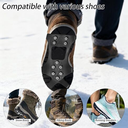 2 Sets Anti-Slip Shoe Spikes for Snow and Ice – Durable Rubber Shoe Covers with Steel Studs, Ice Grippers for Winter Walking, Hiking, and Outdoor Work in Saudi Arabia