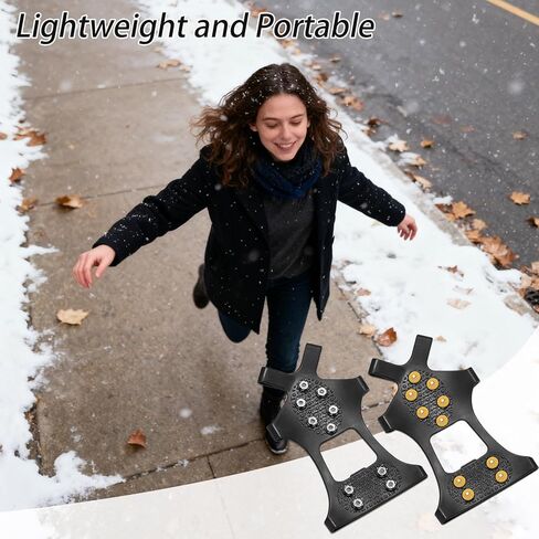 2 Sets Anti-Slip Shoe Spikes for Snow and Ice – Durable Rubber Shoe Covers with Steel Studs, Ice Grippers for Winter Walking, Hiking, and Outdoor Work in Saudi Arabia