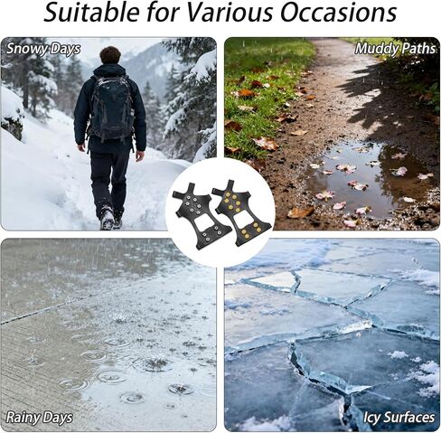 2 Sets Anti-Slip Shoe Spikes for Snow and Ice – Durable Rubber Shoe Covers with Steel Studs, Ice Grippers for Winter Walking, Hiking, and Outdoor Work in Saudi Arabia