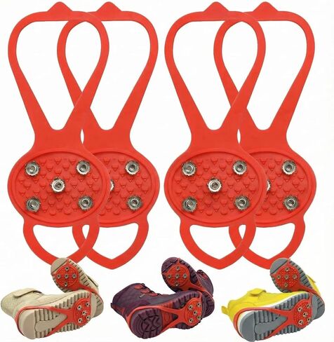 2 Pairs Blue 5-Cleat Ice Grips for Shoes, Anti-Slip Cleats for Ice and Snow, Lightweight Spikes for Walking and Hiking, Secure Traction Grippers for Shoes & Boots in Size S in Saudi Arabia
