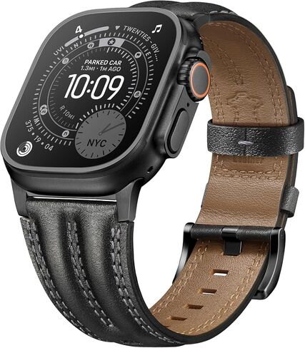 Leather Band for Apple Watch Ultra 3/2/1 Bands 49mm 46mm 45mm 44mm for Men, Genuine Leather Rugged Classic Vintage Handcrafted Gift Strap for iWatch Ultra 3 2 1 SE series 11 10 9 8 7 6 5 4 3 in Saudi Arabia