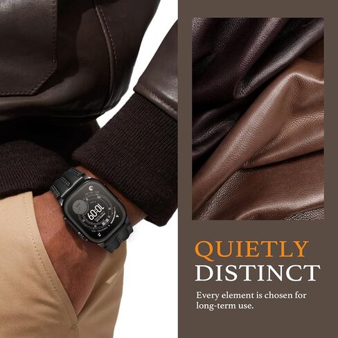 Leather Band for Apple Watch Ultra 3/2/1 Bands 49mm 46mm 45mm 44mm for Men, Genuine Leather Rugged Classic Vintage Handcrafted Gift Strap for iWatch Ultra 3 2 1 SE series 11 10 9 8 7 6 5 4 3 in Saudi Arabia
