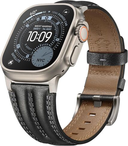 Leather Band for Apple Watch Ultra 3/2/1 Bands 49mm 46mm 45mm 44mm for Men, Genuine Leather Rugged Classic Vintage Handcrafted Gift Strap for iWatch Ultra 3 2 1 SE series 11 10 9 8 7 6 5 4 3 in Saudi Arabia