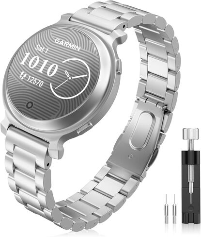 سوار ساعة من الفولاذ المقاوم للصدأ متوافق مع Garmin Lily 2/Lily 2 Active، حزام بديل رياضي معدني سريع التحرير وخفيف الوزن وقابل للتعديل للرجال والنساء in Kuwait