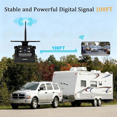 H10 WiFi Magnetic Solar Wireless Backup Camera Rechargeable Battery IP69 Waterproof 1080P Night Vision Rear View Camera No Wiring for Boat Travel Trailer/RV/Truck/Camper for iPhone iPad Android in Kuwait