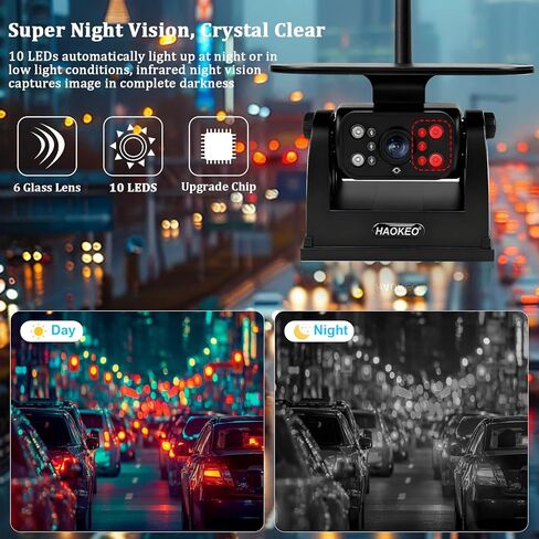 H10 WiFi Magnetic Solar Wireless Backup Camera Rechargeable Battery IP69 Waterproof 1080P Night Vision Rear View Camera No Wiring for Boat Travel Trailer/RV/Truck/Camper for iPhone iPad Android in Kuwait