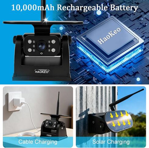 H10 WiFi Magnetic Solar Wireless Backup Camera Rechargeable Battery IP69 Waterproof 1080P Night Vision Rear View Camera No Wiring for Boat Travel Trailer/RV/Truck/Camper for iPhone iPad Android in Kuwait