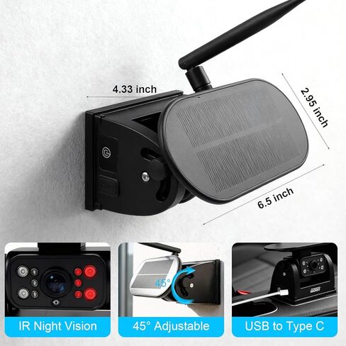 H10 WiFi Magnetic Solar Wireless Backup Camera Rechargeable Battery IP69 Waterproof 1080P Night Vision Rear View Camera No Wiring for Boat Travel Trailer/RV/Truck/Camper for iPhone iPad Android in Kuwait