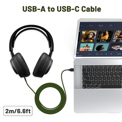 كابل شحن USB-C بطول 6.6أقدام متوافق مع سماعات الألعاب SteelSeries Arctis Nova Pro/Nova 3/Nova 4/Nova 7، سلك USB بديل متين من النوع C (أخضر) in Kuwait