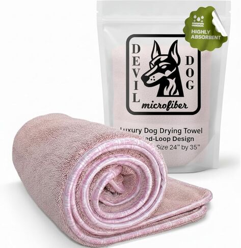 منشفة تجفيف الحيوانات الأليفة Devil Dog Dog Premium ، منشفة حمام ميكروفيات من الألياف الدقيقة للامتصاص للغاية للكلاب ، والقطط ، والحيوانات الأخرى - الرمادية ، الكبيرة 24 "× 35" 1200GSM 80 ٪ 20 ٪ مزيج in Saudi Arabia