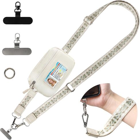 حزام هاتف FUVLIFE Clip and Go مع محفظة RFID وحبل للهاتف الخلوي للنساء، محفظة معصم قابلة للفصل مع نافذة لبطاقة الهوية وسحاب (أسود) in Kuwait